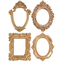 4 Pcs Picture Frame Decorative Ornaments Photo Frames Vintage Gold Tabletop Resin Retro Prop