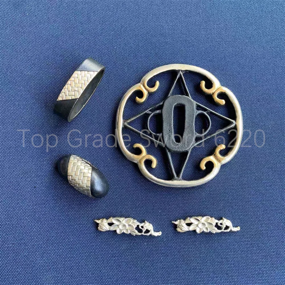 di-alta-qualita-rame-ottone-placcato-oro-argento-tsuba-paramani-fuchi-kashira-menuki-per-il-vero-giappone-samurai-katana-spada-raccordi