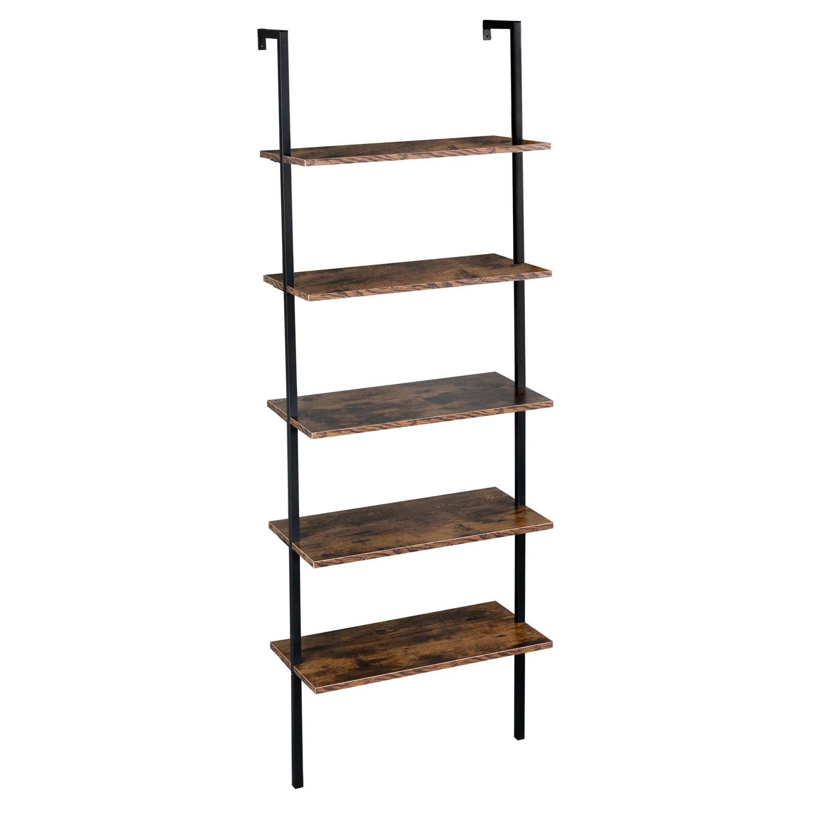 Industriële Wandgemonteerde Boekenkast 5-Tier Open Ladderplank Boekenplank Met Metalen Frame, 23.6 "L X 11.8" Wx 70.9 "H