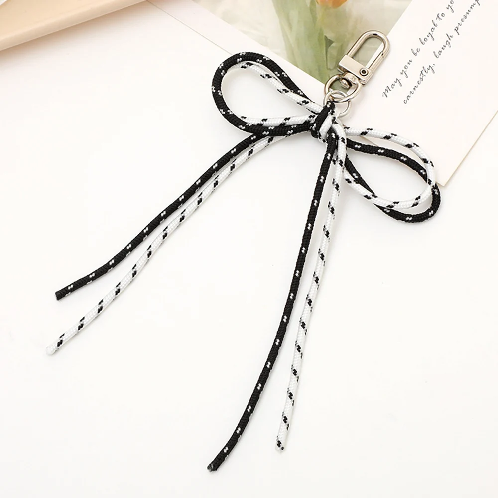 Weaving Bow Keychain Keychain Phone Ornament Bag Pendant INS Sweet Nylon Rope Car Keyring Hand Woven Bag Accessories