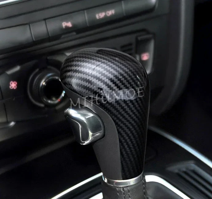 

For Audi A4 (B8) A5 A6 (C6) Q5 Q7 2005 2006 2007 2008 2009 2010 2011 2012 Carbon Fiber Gear Shift Lever Knob Cover Cap Trims
