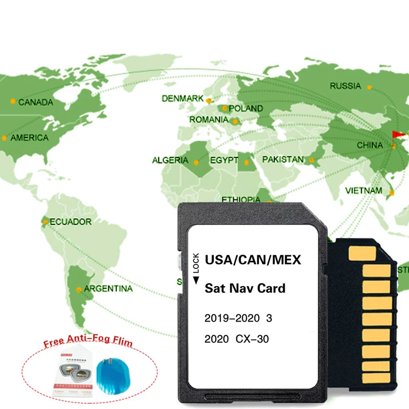 

2022 for Mazda 3 CX30 Car original GPS Update USA CAN MEX Maps Version Navigation System SD Card 8GB Sat with Anti Fog Sticker