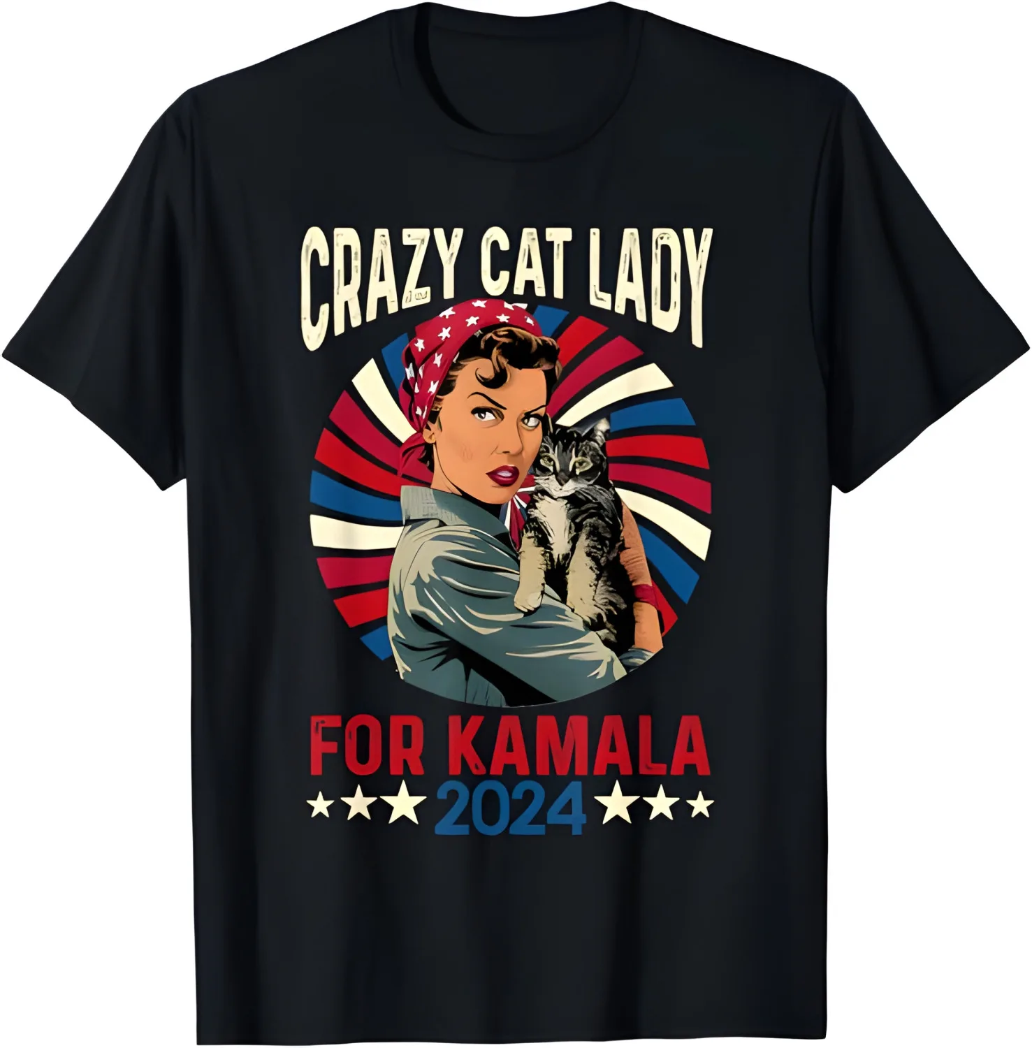 Childless Crazy Cat Lady For Kamala 2024 Election President T-Shirt