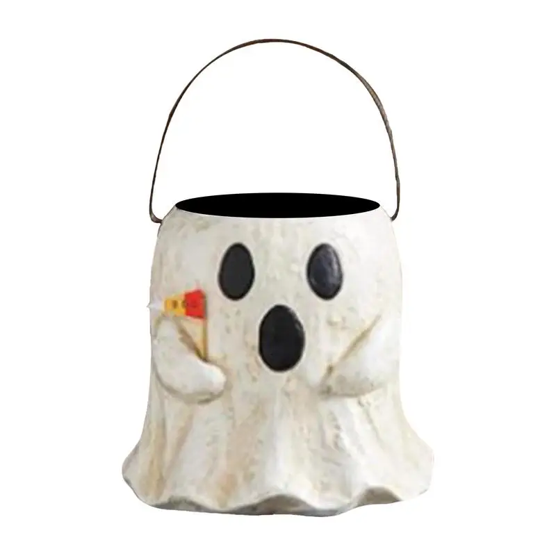 Spooky Ghost Candy Bucket Spooky Ghost Candy Bucket Ghost Candy Bucket Portable Resin Planter Bucket For Indoor Garden Home