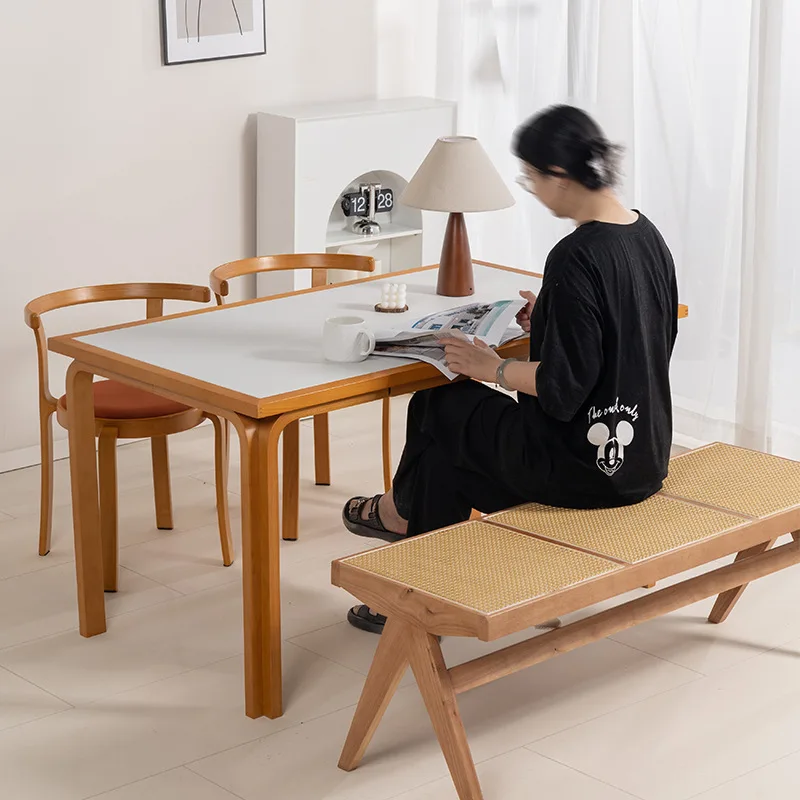 Nordic retro solid wood rock slab dining table