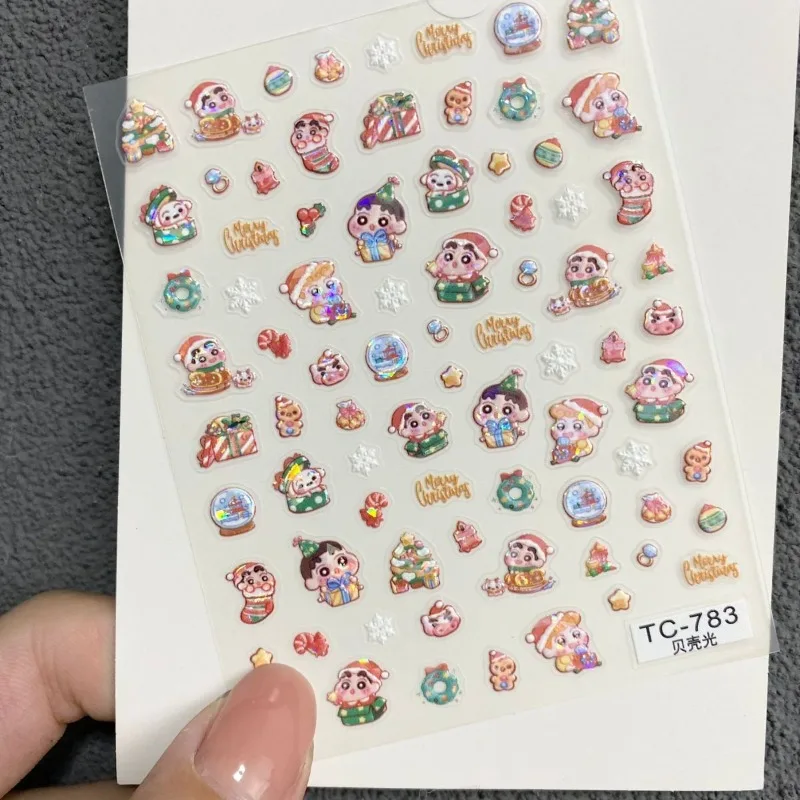 

Crayon Shin-chan Christmas Manicure Sticker Relief Three-dimensional Manicure Sticker New Journal Phone Case Diy Sticker