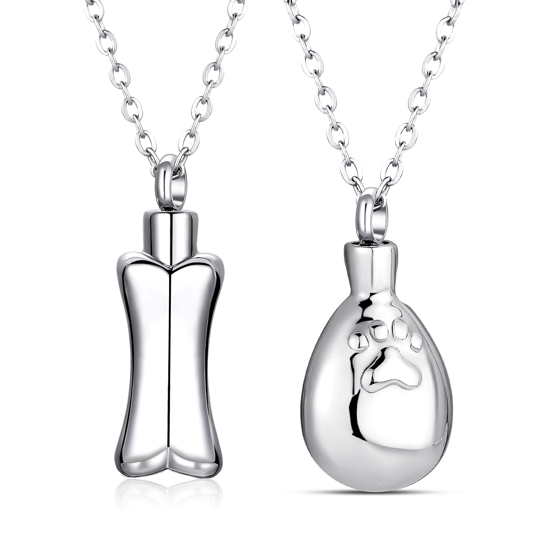 

Drop Water with Paw Print Urn Necklace Stainless Steel Cremation Pendant For Ashes Keepsake Jewelry For Pet with funnel Knit