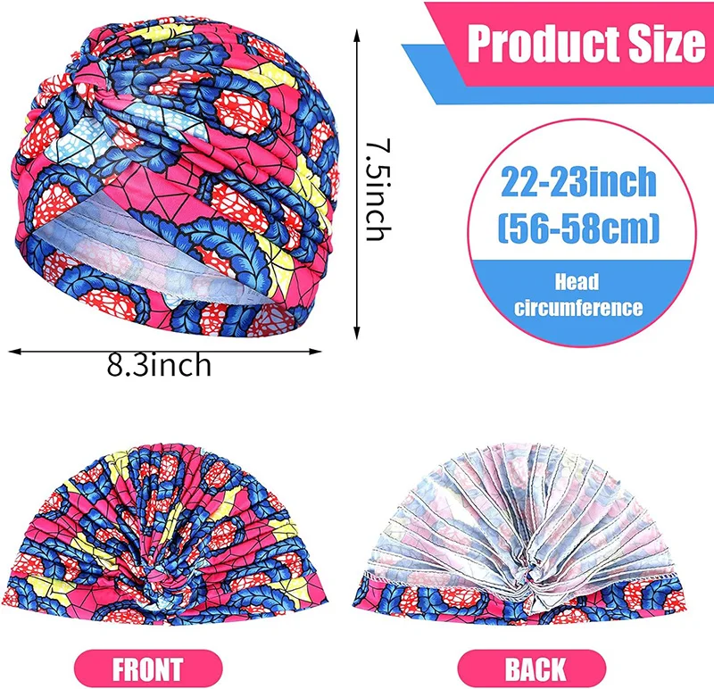 Women Ruffle Muslim Turban Print Flower Knot Headscarf Islamic Inner Hijab Caps Chemo Cap Hair Loss Pleated Head Wrap Turbante