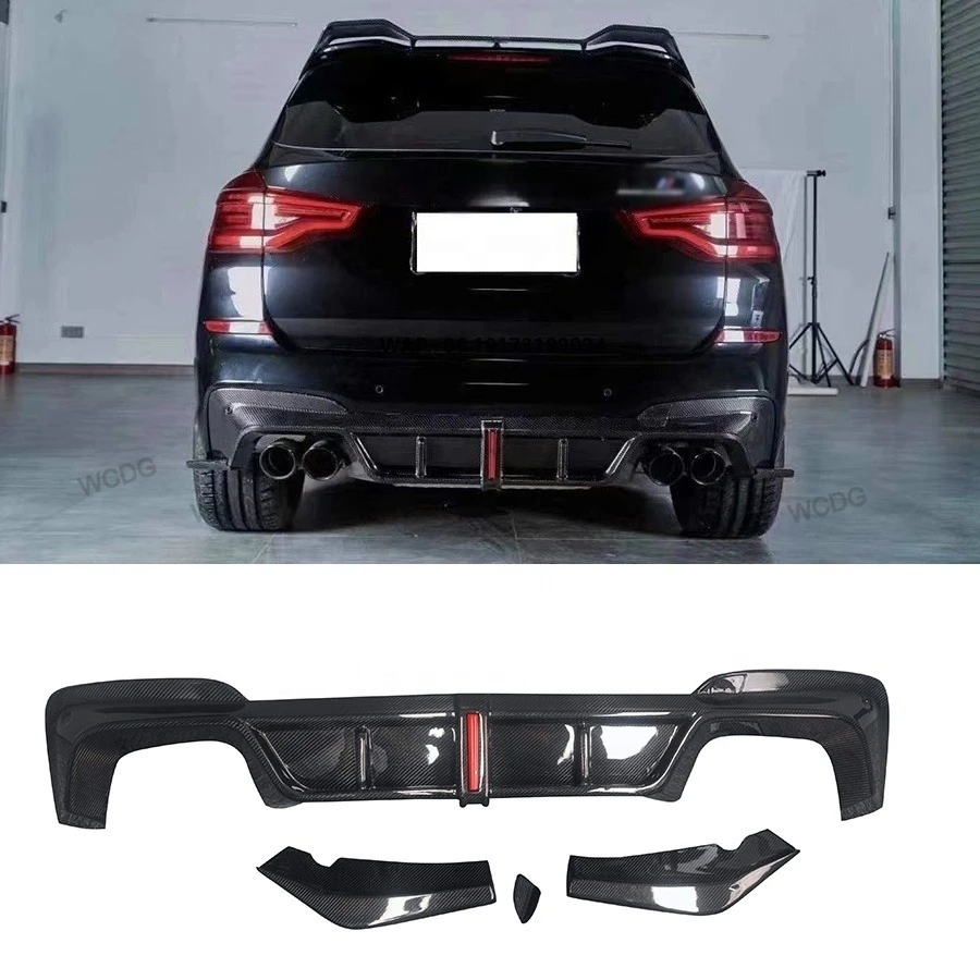 

New Carbon Fiber KB Style Rear Diffuser Bumper Lip Spoiler for F97 X3M Includes Light Car Accessories