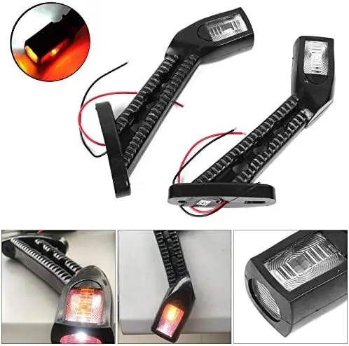 

2pcs Side Marker Light 175mm Height Heavy Duty Rubber Base Waterproof Outline Lamp for Trailer Truck Van 12-24V