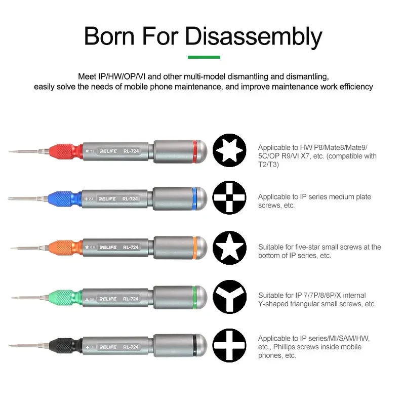 RELIFE RL-724 5 in1 Torque Screwdriver Multifunction Hand Tools High-Precision Multifunctional Phone Disassembling Repair Kit