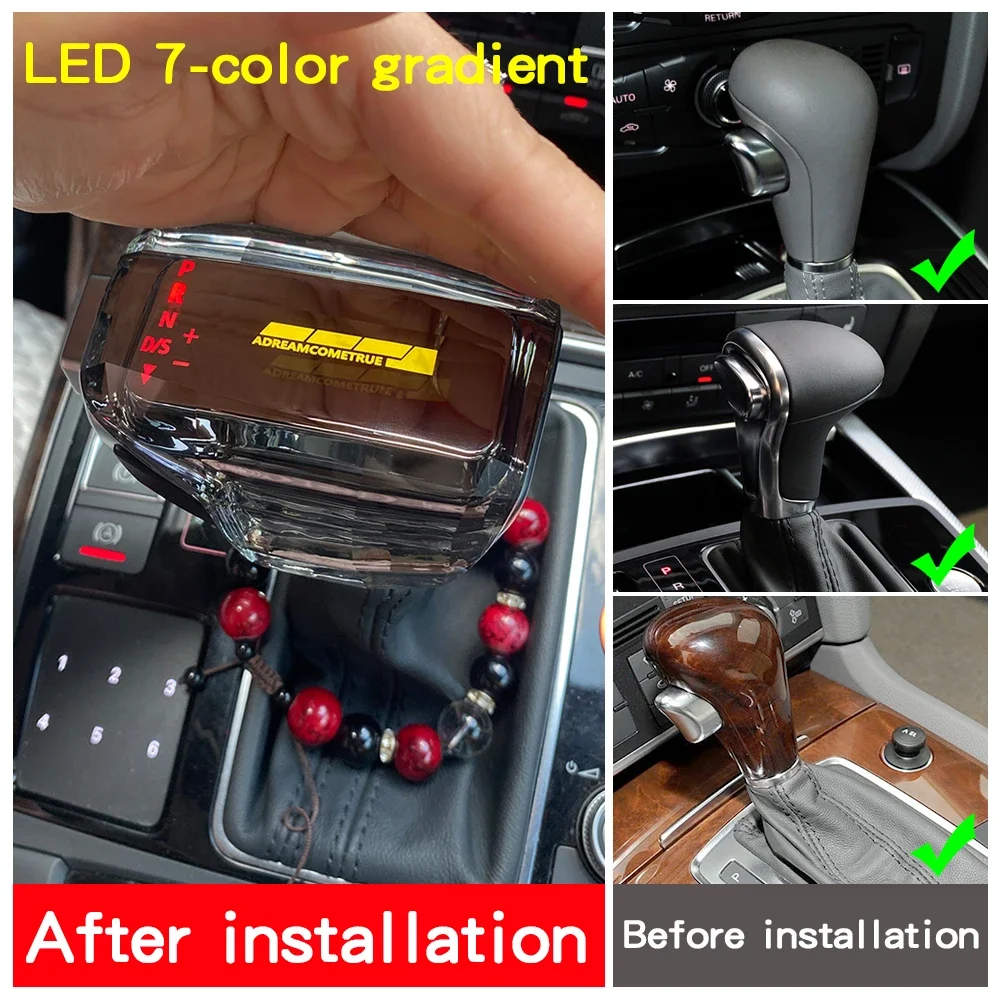 

Crystal LED colorful gradient Gear shift knob for audi Q7 Q5 A4 A6 C6 S6 C7 B8 A5 B9 S5 Gear Rod Gearbox Handle car accessories