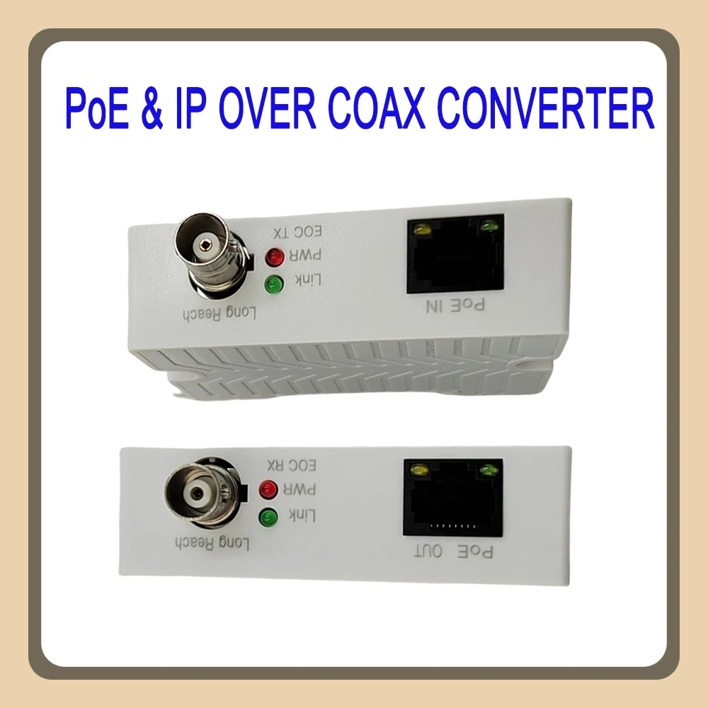 

PoE &IP OVER COAX CONVERTER POE Over Coax EOC Converter IPMax 3000ft Power and Data Transmission Over Regular RG59 Coaxial
