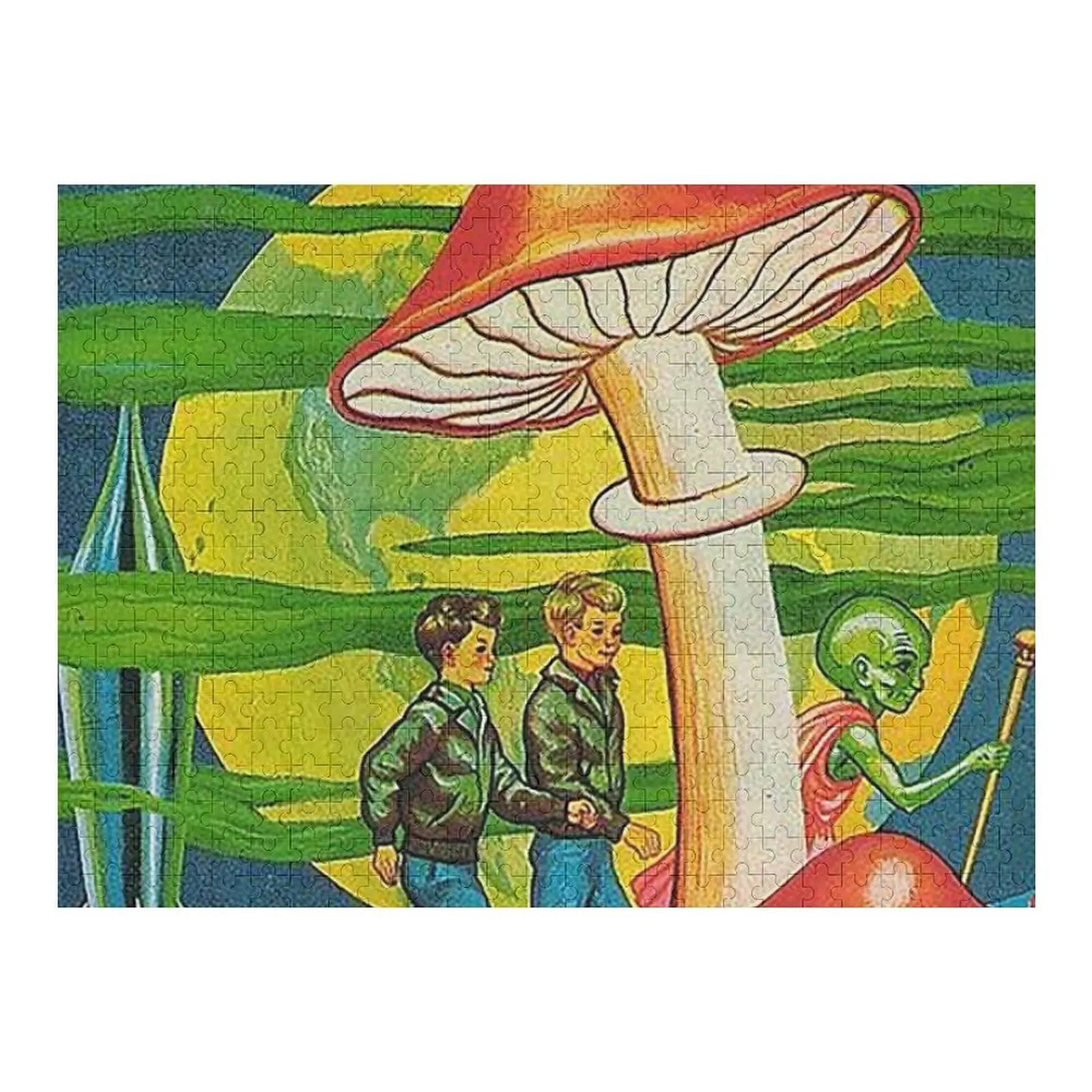 

Замечательный полет на грибную планету, головоломка на заказ, детские персонализированные деревянные игрушки с именем для детей, головоломка