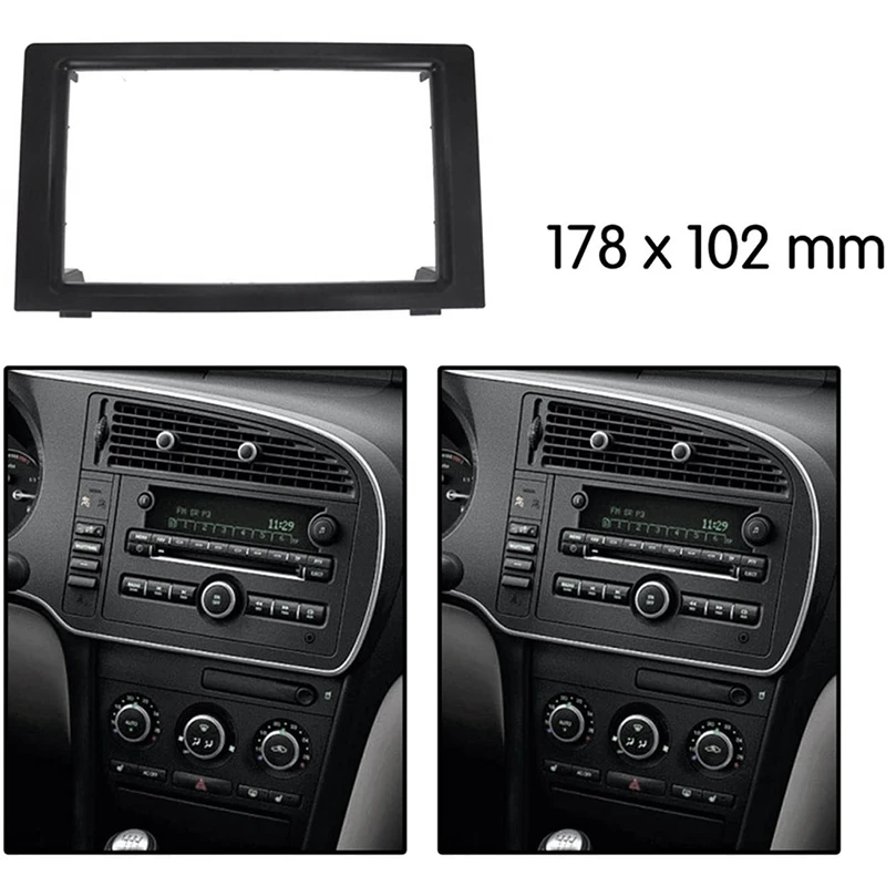 2 Din Car Radio Stereo Audio Bezel Facia Panel Trim Dash Radio Fascia Multimedia Frame Kit for SAAB 9-3 2007-2011