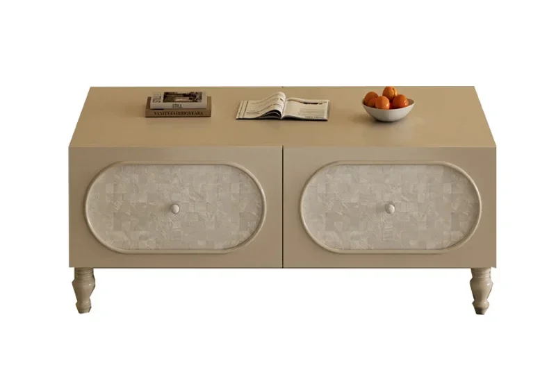 

Modern simple TV cabinet solid wood light luxury coffee table TV combination American storage drawer