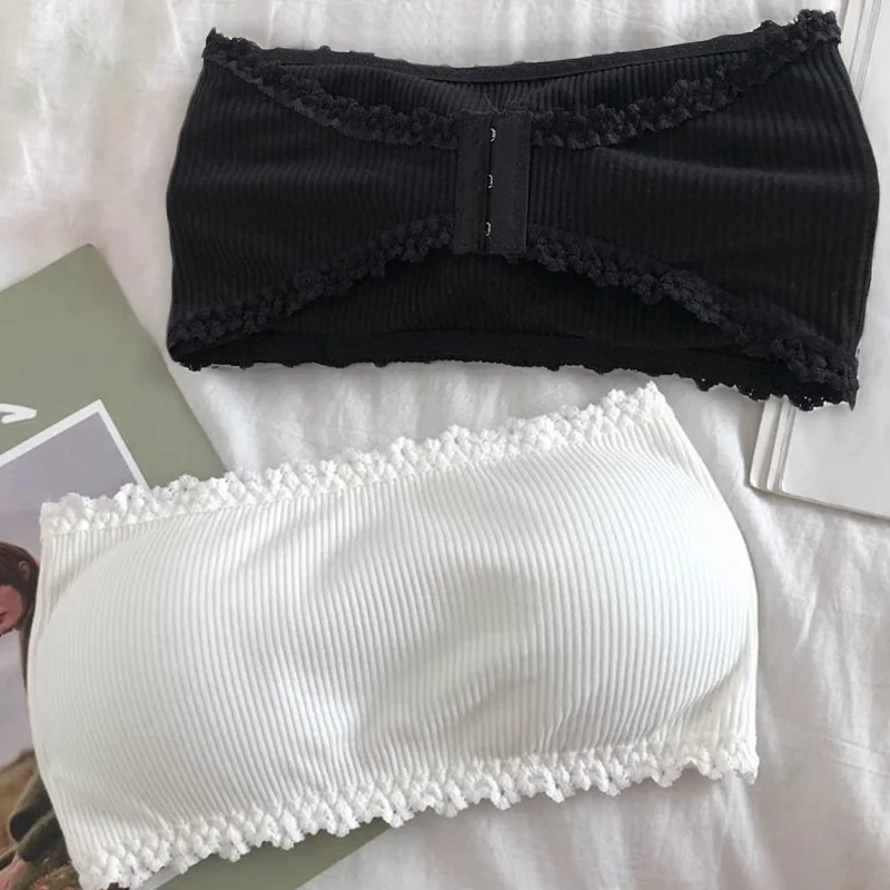 Lace Strapless Bra Women  Tube Top Invisible Push Up Bralette Lady Seamless Underwea Lingerie Summer Chest Wraps Crop Tops