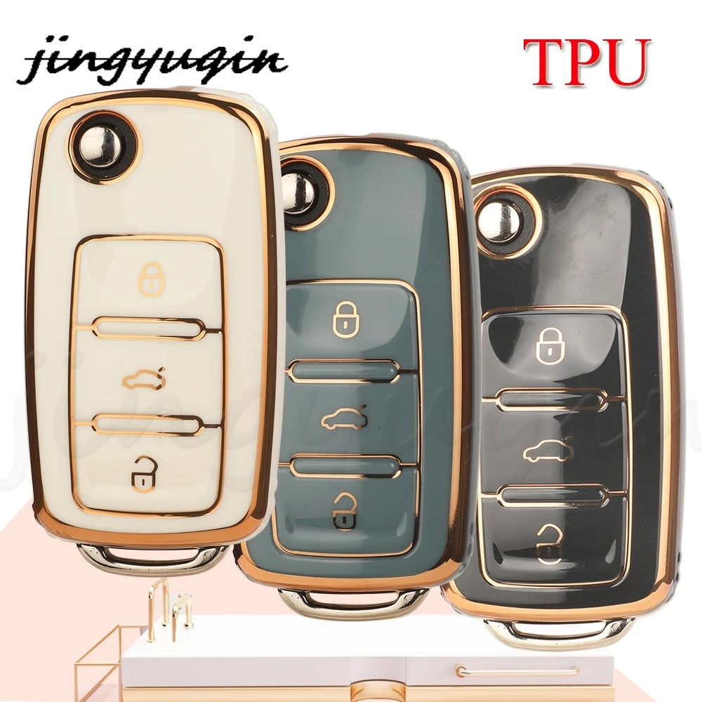 jingyuqin New Arrival TPU Car Flip Key Cover For VW Polo Golf Passat Tiguan Beetle Caddy Eos Skoda Octavia Seat Leon Altea