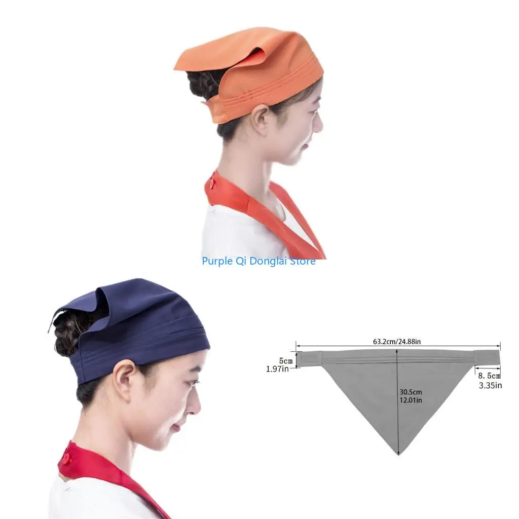 L21E Multipurpose Cotton Head Wrap Washable Dining Team Neckerchief Triangle Headscarf For Hospitality Professionals