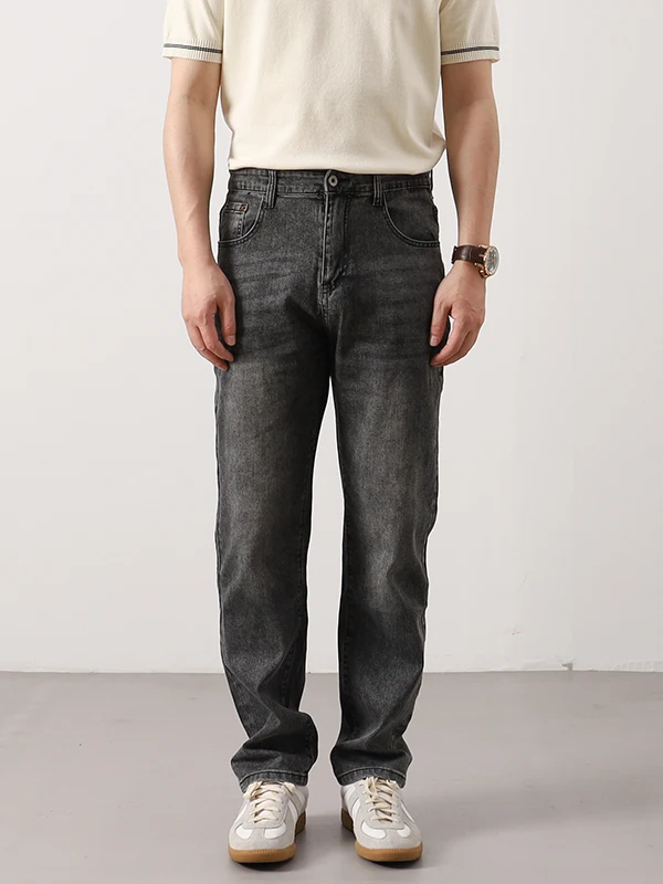 

Summer Thin Classic Basic Narrow Straight Leg Jeans Men's American Youth Commute Casual ey Denim Pants Faionable Urban Sle