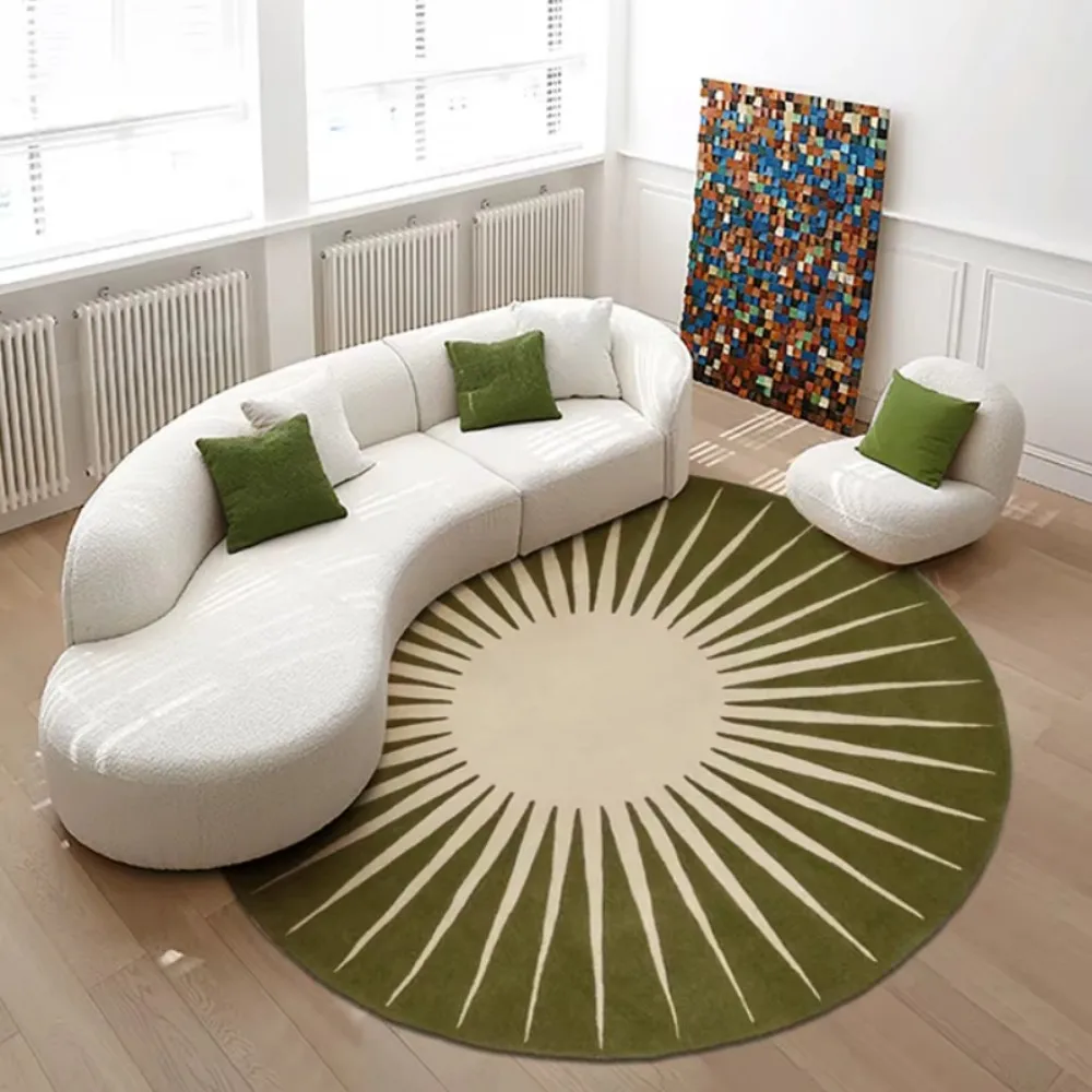 VIKAMA Sunflower Round Rug Contrasting Colours Skin Friendly Short Pile Rug Living Room Bedroom Study Anti Slip Rug Home Decor