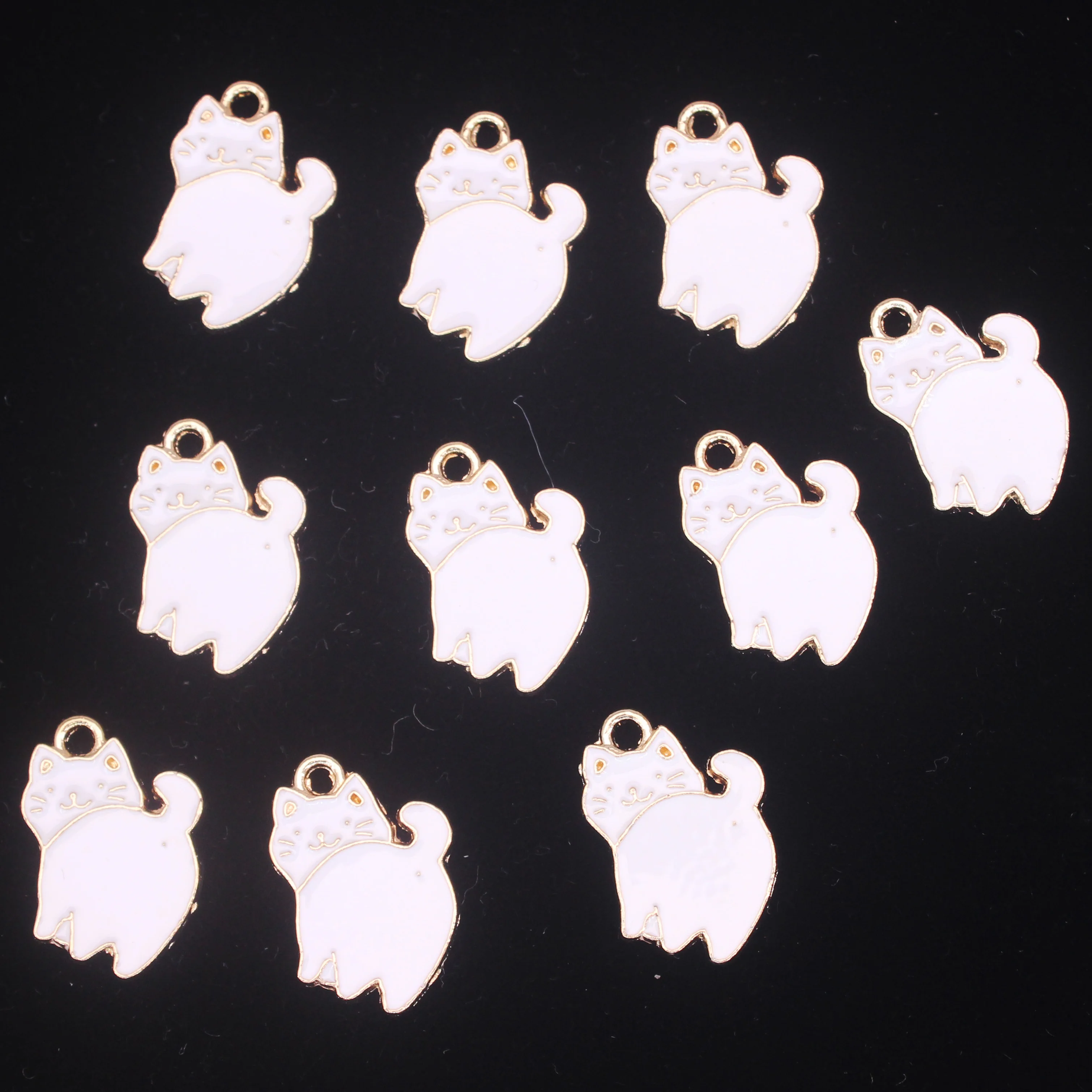 10pcs lot Enamel Alloy Cat Pendant Jewelry Making Findings Accessories Charm Necklace Earrings Bracelet Jewelry Findings 20*12mm
