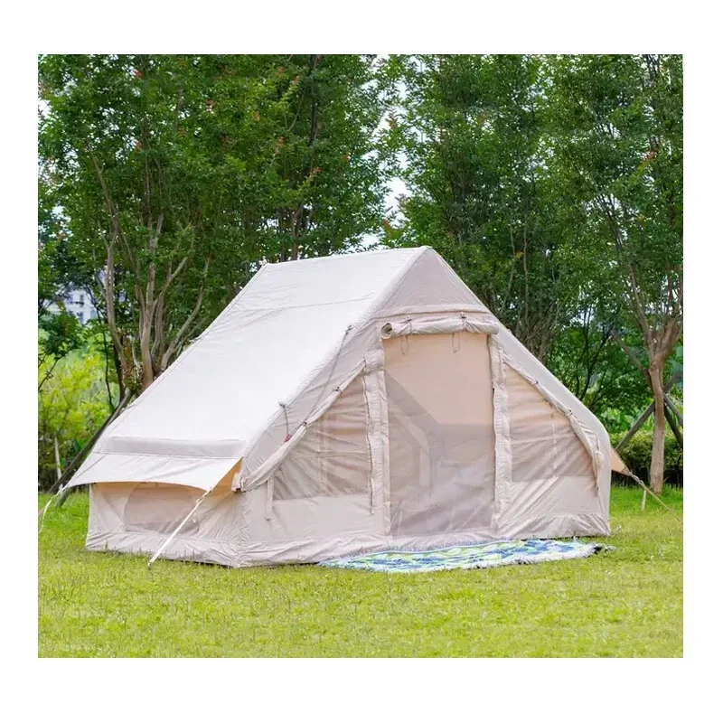 

outdoor air tight Glamping Canvas inflatable travel tent Outdoor Hiking Waterproof luxury inflatable camping house tent
