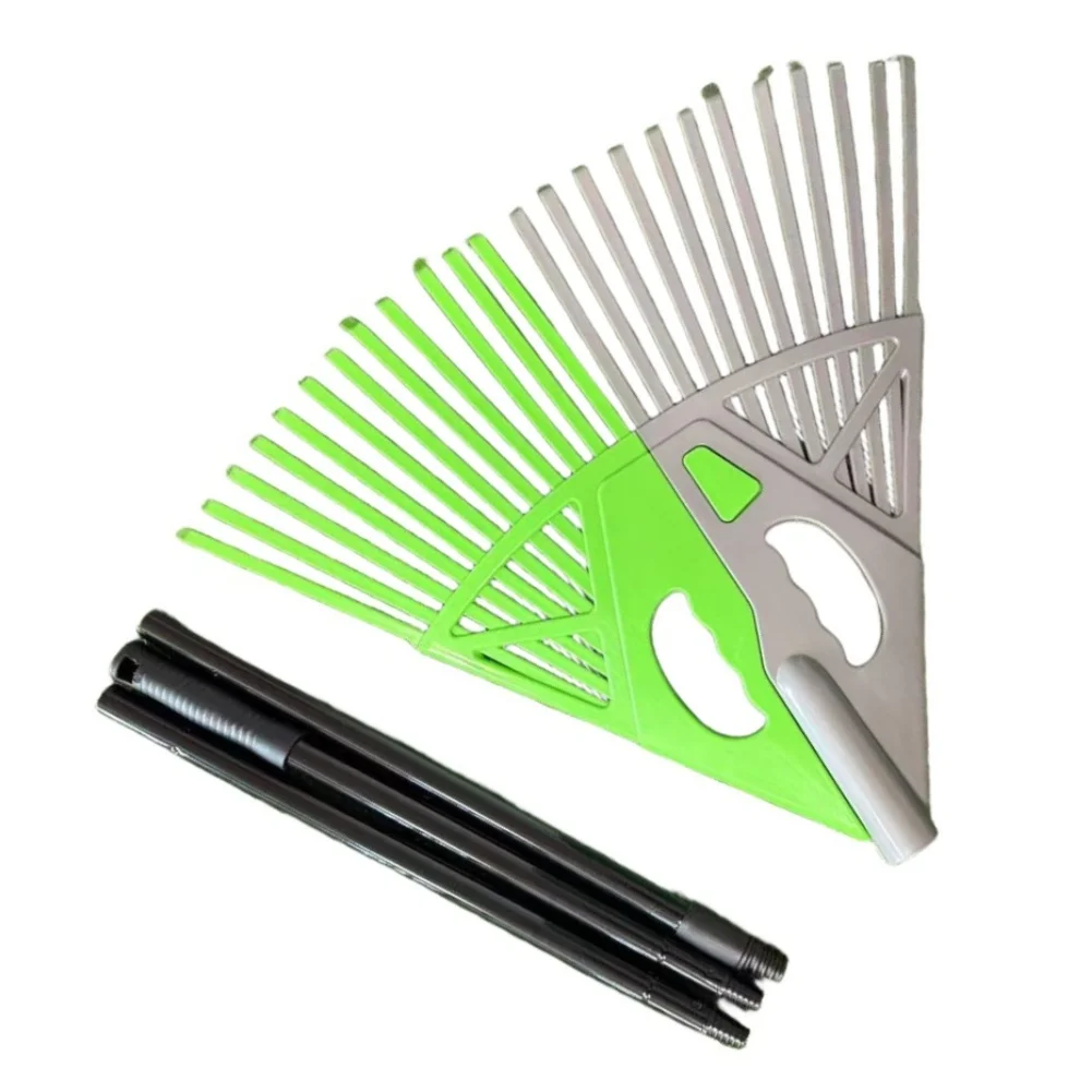 Lightweight Garden Leaf Rake With Long Handle PP Plastic Large Head For Lawn Yard Debris Collection Cleaning Tool Green Black