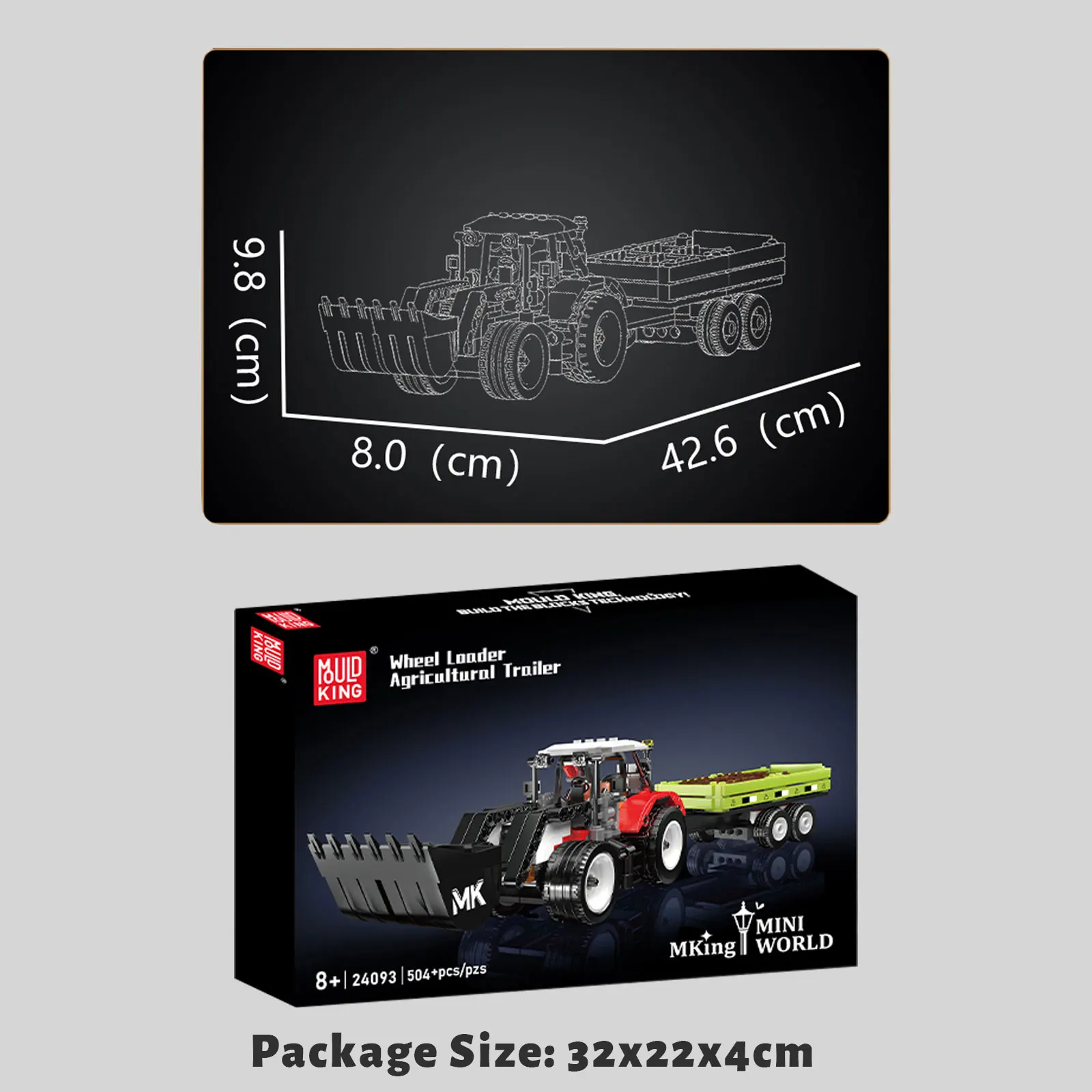 قالب King 24093 رافعة عجل مقطورة زراعية اللبنات مركبات هندسية صغيرة نموذج اللعب الهدايا سطح المكتب الحلي