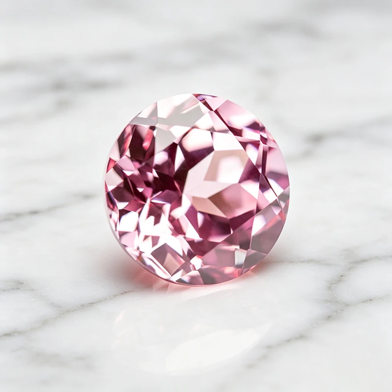 Hochwertiger Laborgezüchteter Saphir in Sonnenuntergangs-Rosa, Runde Form, Edelstein für Charms, Schmuck, Ringe, Ohrringe, mit Wählbarem Zertifikat – Detail 4