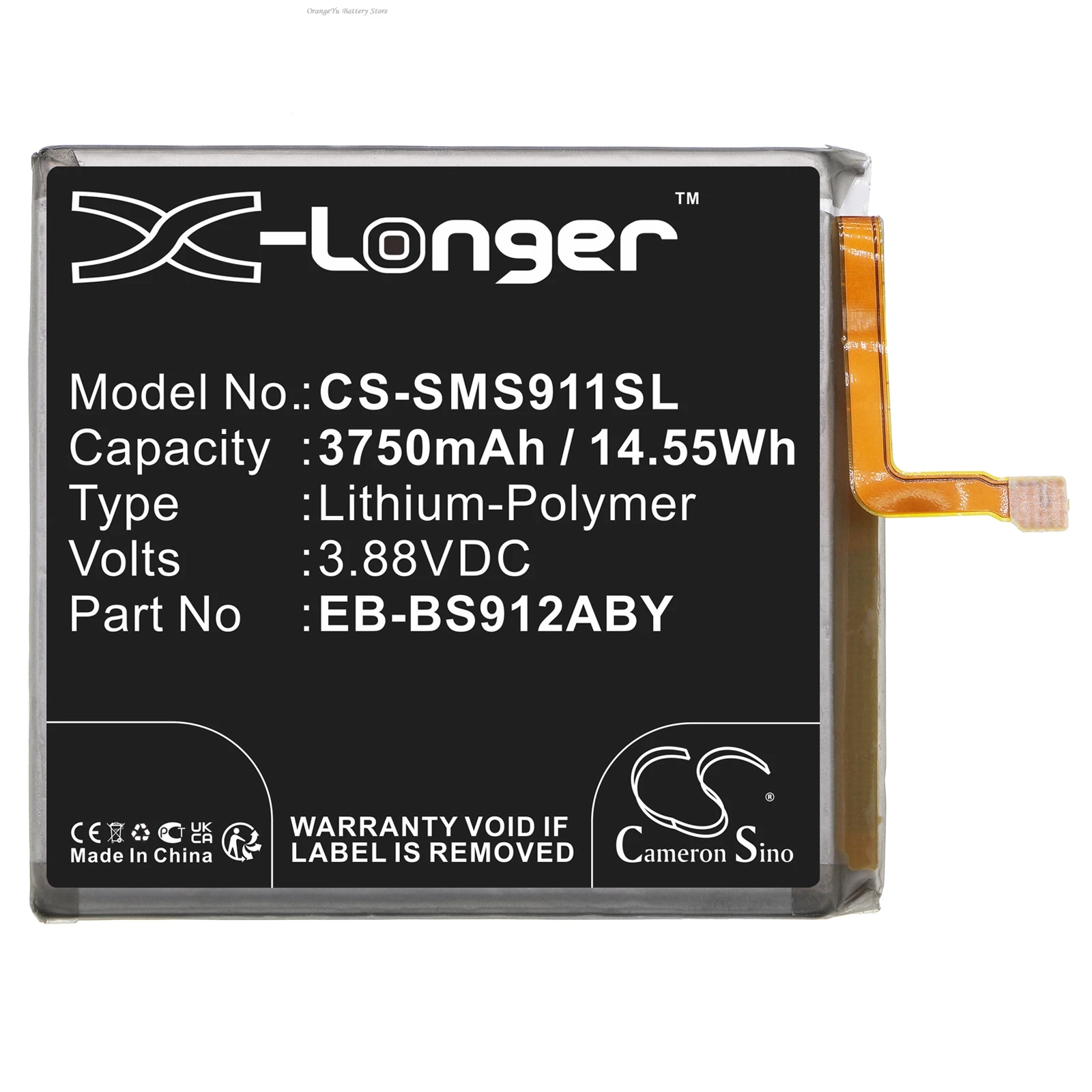 Replacement 3.88V 3750mAh Battery EB-BS912ABY for Samsung Galaxy S23 5G SM-S911B SM-S911T SM-S911W SM-S9110 SM-S911N SM-S911J