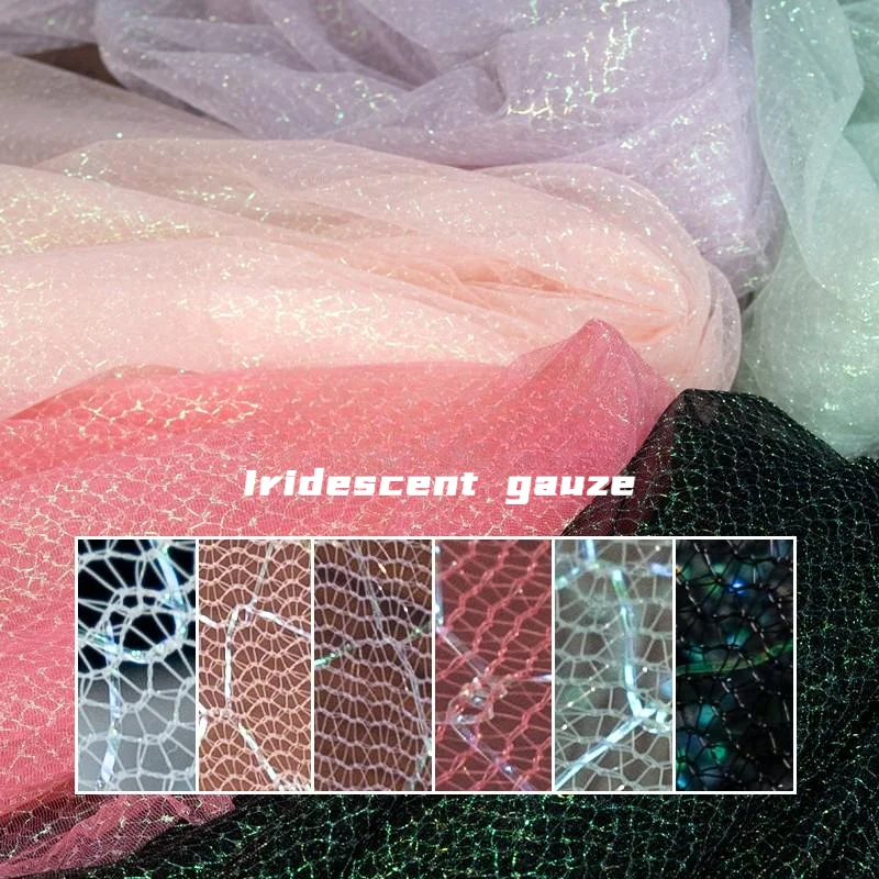 Laser-Colored Hollowed-Out Gradient Color Mesh Fabric, Background Decoration Fabric For Evening Gowns And Dance Costumes