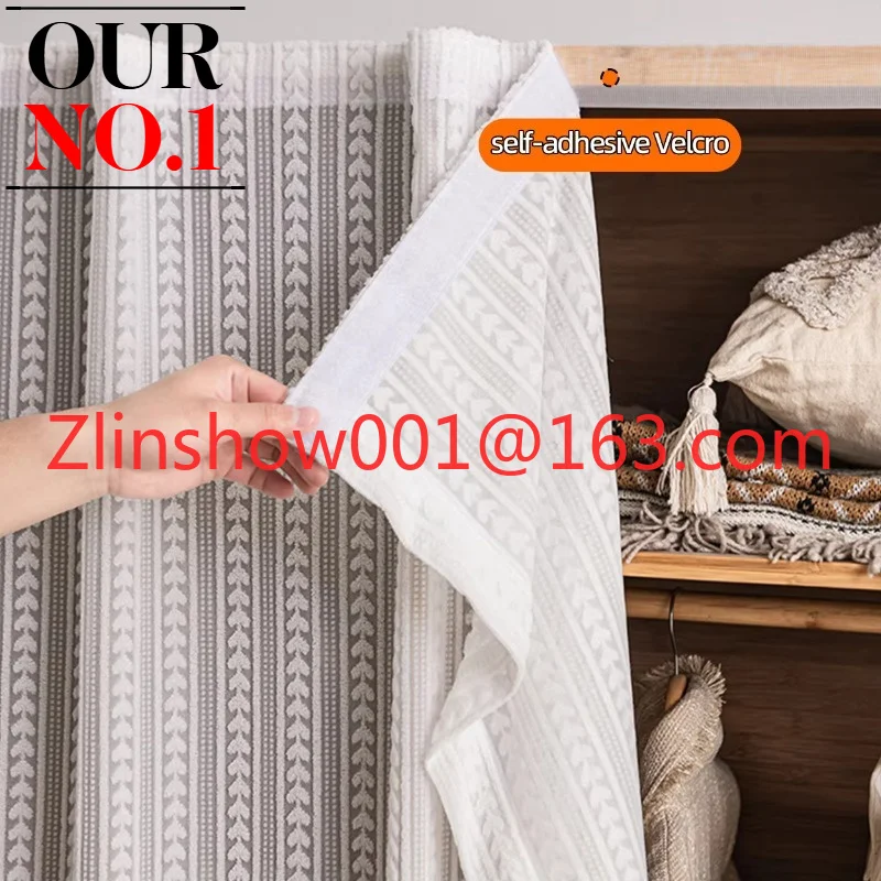 Spot Cross-border Punch-free for Stereo for Gauze Pastoral Style Jacquard Curtain Door Cabinet Decorative Shade for