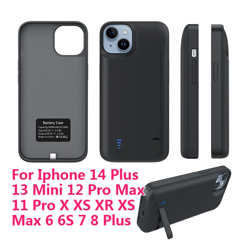 

New Battery Charger Case for Iphone 14 Plus 13 Mini 12 Pro Max 11 Pro X XS XR XS Max 6 6S 7 8 Plus Battery Case Power Bank