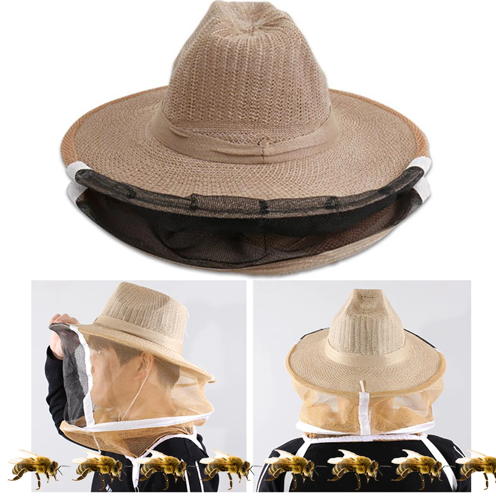 Apiary Hat Protection Sting Apiarist With Veil Vented Protect From Bee Air Cool With Strip For Fixation Beekeeping Accessories