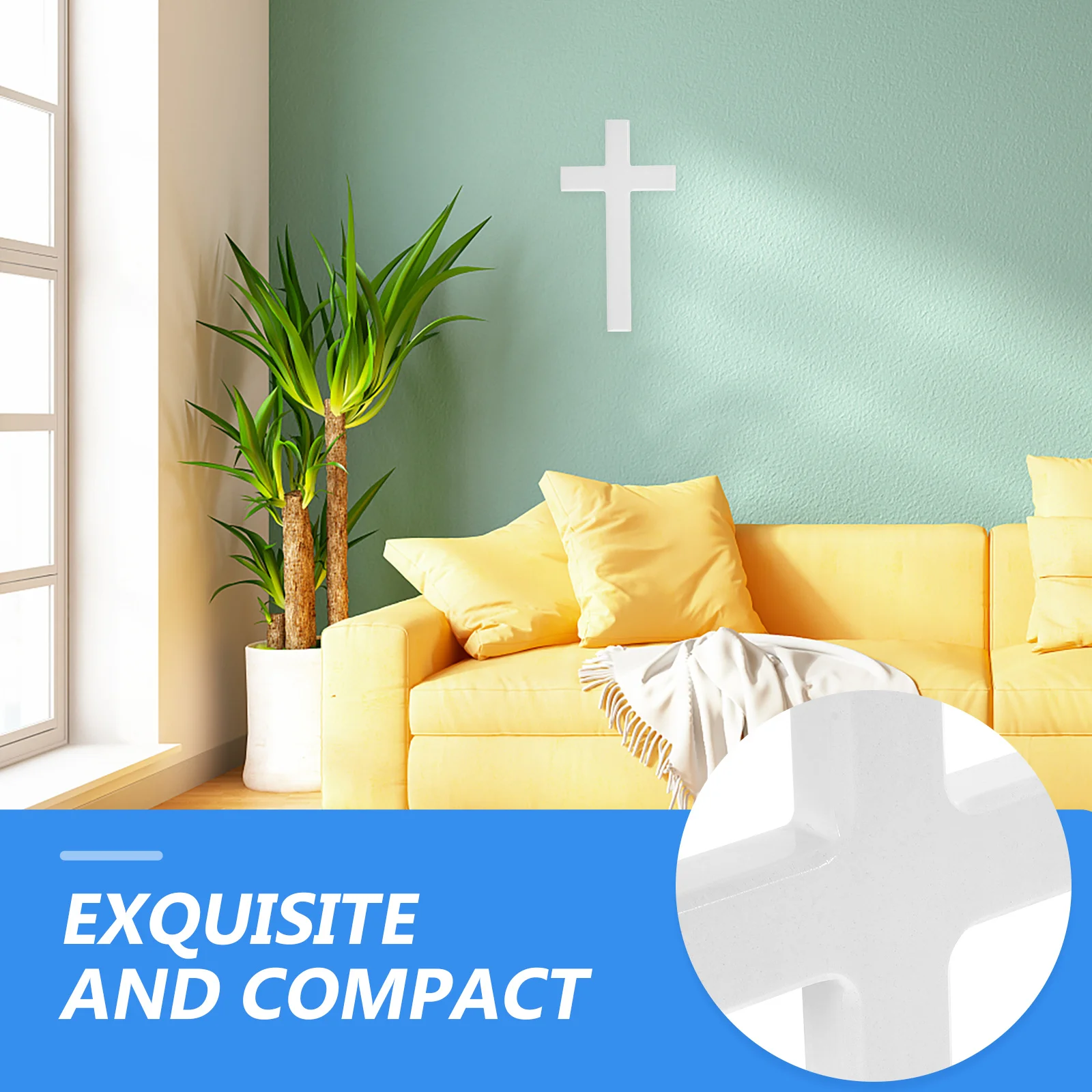 

Wooden Cross Wall Decor Craft Vintage Solid Wood Cross Ornament for Christian Home Festival Decoration White Religious Art