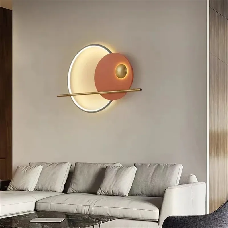 2025 Nordic Circle Wall Light Sofa Background Decoration Coloured Lamp Designer Living Room Bedside Lamp Corridor Wall Lighting