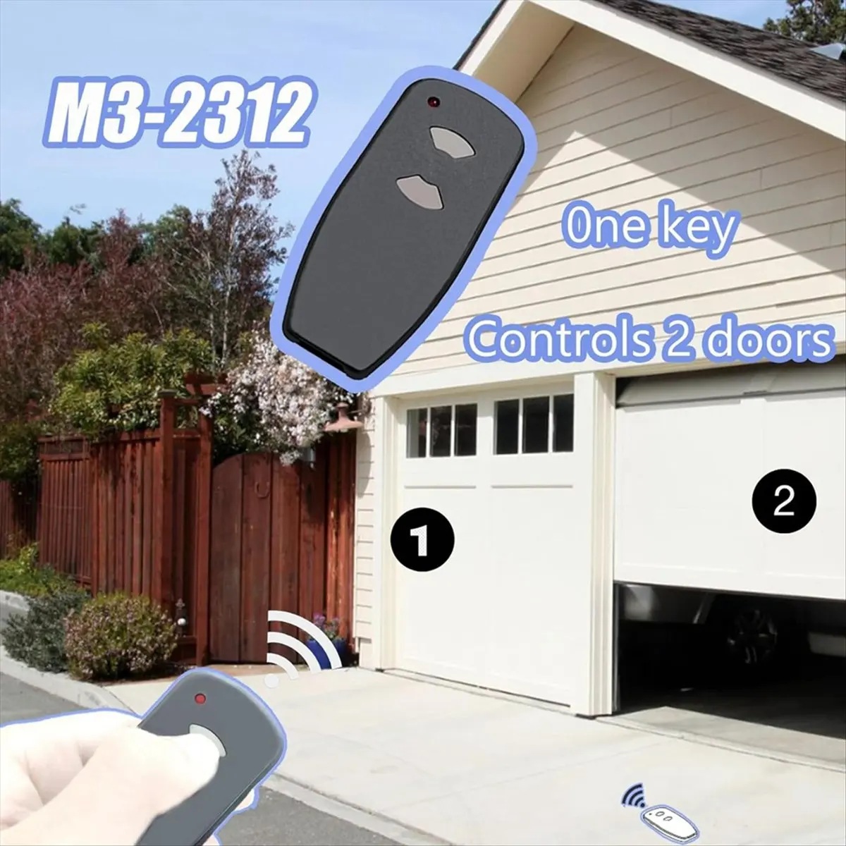 (A26M) M3-2312 Control remoto para garaje compatible con control remoto Marantec de 315 MHz, control remoto para puerta de garaje de 2 botones, (paquete de 2)