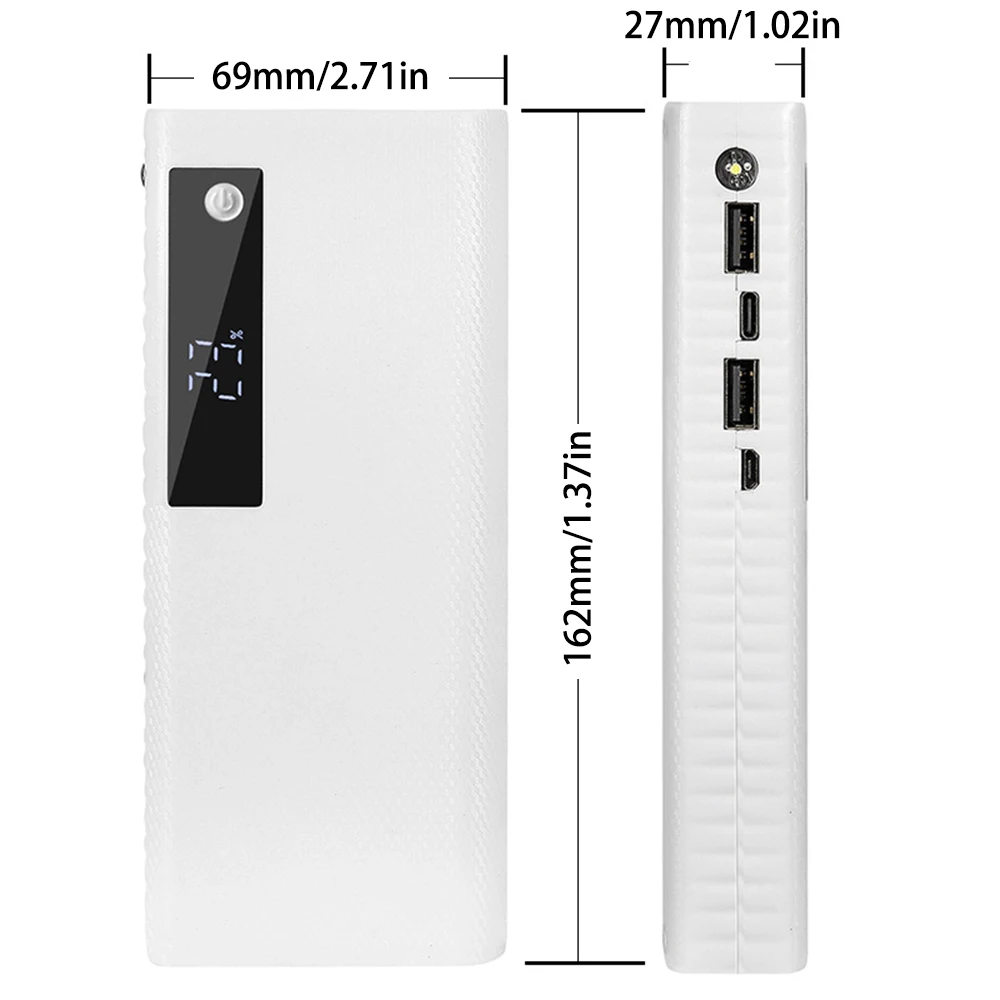 5 Slots 21700 Battery Charger Case DIY Power Bank Box With LED Digital Display Screen Batteries Charging Power Bank Shell