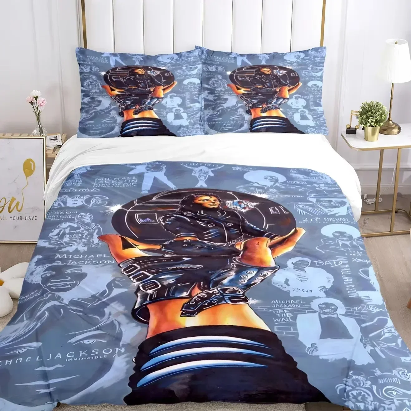 Michael J-Jackson Comfortable Duvet Quilt Cover Pillowcase Bedding Set Children Bedroom Decoration Home Textile