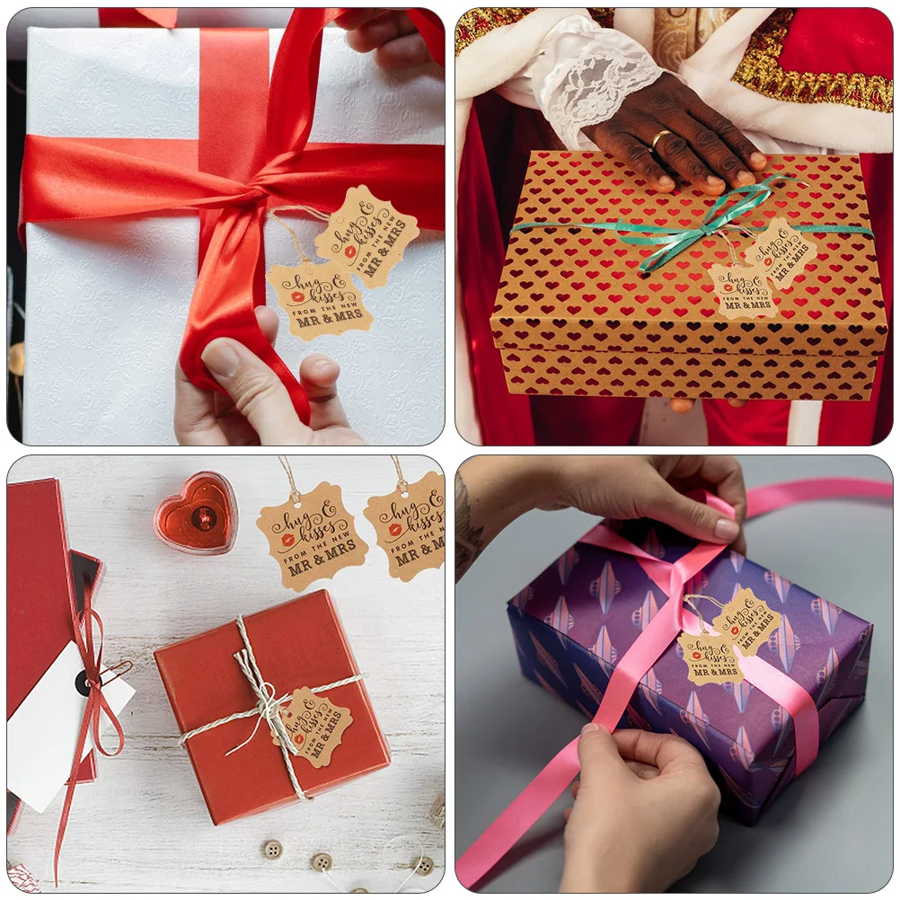 

100pcs Kraft Paper Tags Wedding Gift Packaging Labels Party Favors Hanging Decoration Baking Clothing Valentines Day File Folder