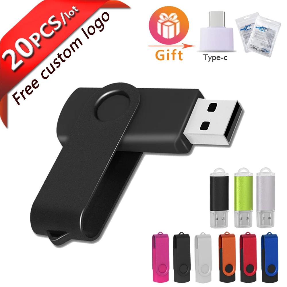 20 teile/los Metall USB-Flash-Laufwerk 128GB 64GB 32GB 16GB 8GB 4GB 1GB 2GB USB-Stick Pen drive флешка u Disk Memoria Cel USB-Stick Geschenk