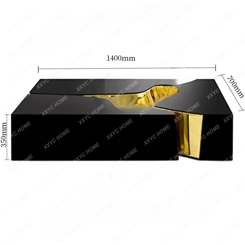 light luxury stainless steel modern spliced metal lacquered square coffee table