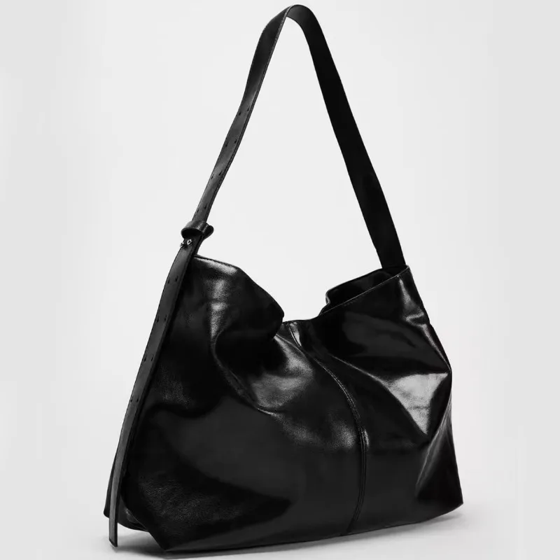 

Черная повседневная сумка через плечо из мягкой кожи большой емкости, модная женская сумка-мессенджер