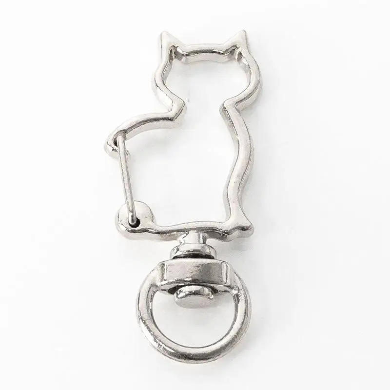 Legierungs-Katzenkarabiner-Schlüsselanhänger mit polierter Oberfläche, Metall-Schlüsselring, schöner Taschenanhänger für die tägliche Schlüsselaufbewahrung von Schülern. – Detail 5