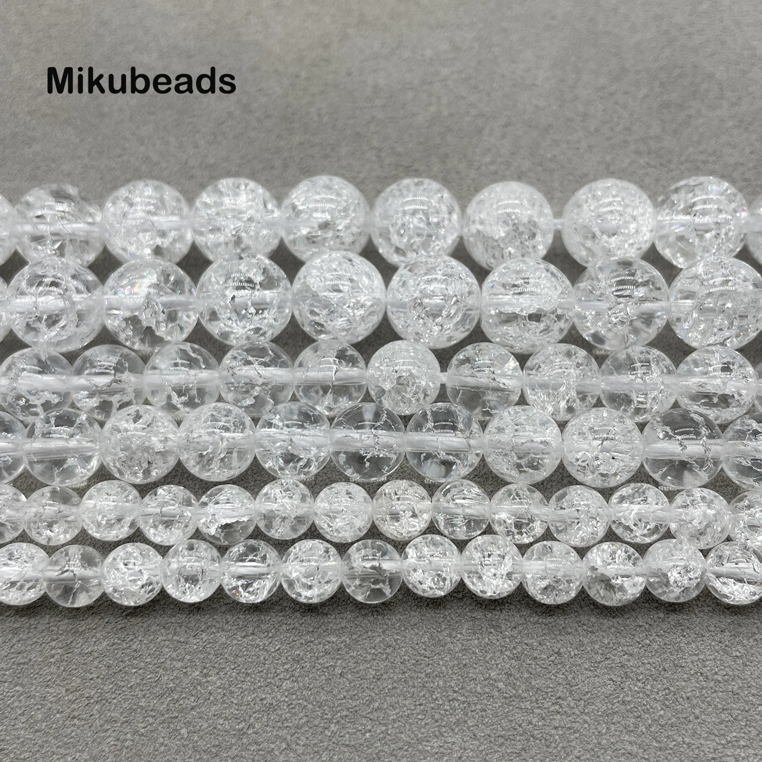 Wholesale Natural 6mm 8mm 10mm Brazil White Crackle Quartz Smooth Round Loose Beads For Making Jewelry DIY Necklace Bracelet