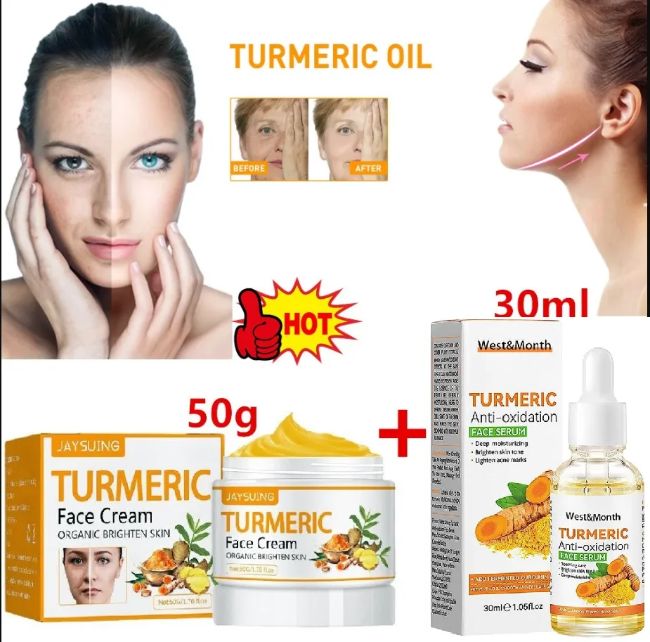 Set Turmeric Face Cream For Face Body Natural Turmeric Skin Brightening Lotion Vitamin E Cream With Hyaluronic Acid And Collagen