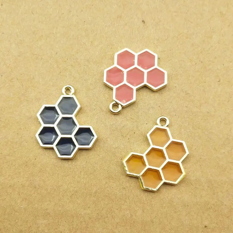 

400A 10x Gold Honeycomb Pendant Open Bezel Setting UV Resin Blank Frame for DIY Craft