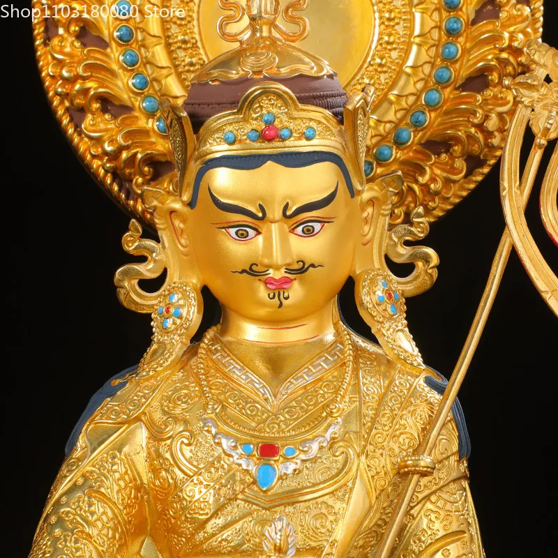 28cm Exquisite Brass Copper gilt Padmasambhava buddha statue Tibet buddhism Guru Rinpoche 