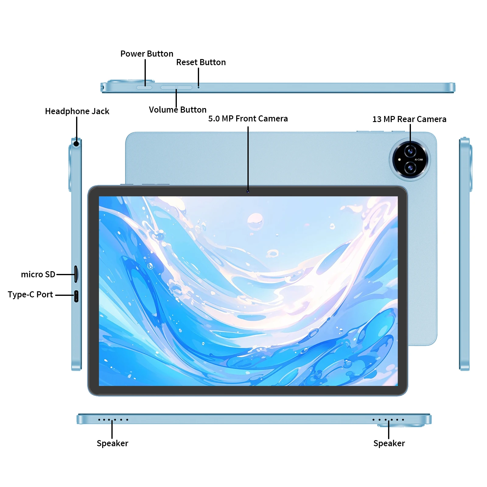 Relndoo New Android 15 Tablet, 24GB(4+20 Expanded) RAM+128GB ROM, T615 Processor, 11 Inch 1280*800 IPS Screen, WIFI, Type C, GPS